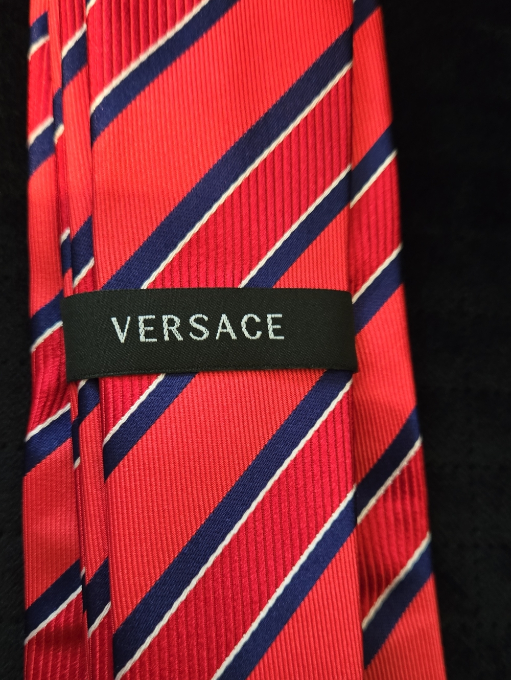 Versace Red Men's Tie Classic Jaquard Diagonal Stripe
